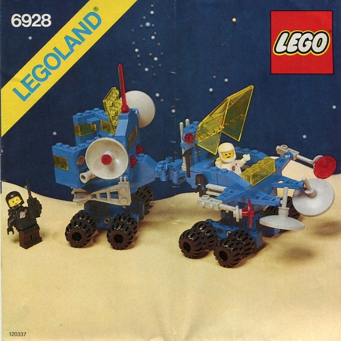 Historický LEGO set 6928 Uranium Search Vehicle z roku 1984 s černým astronautem