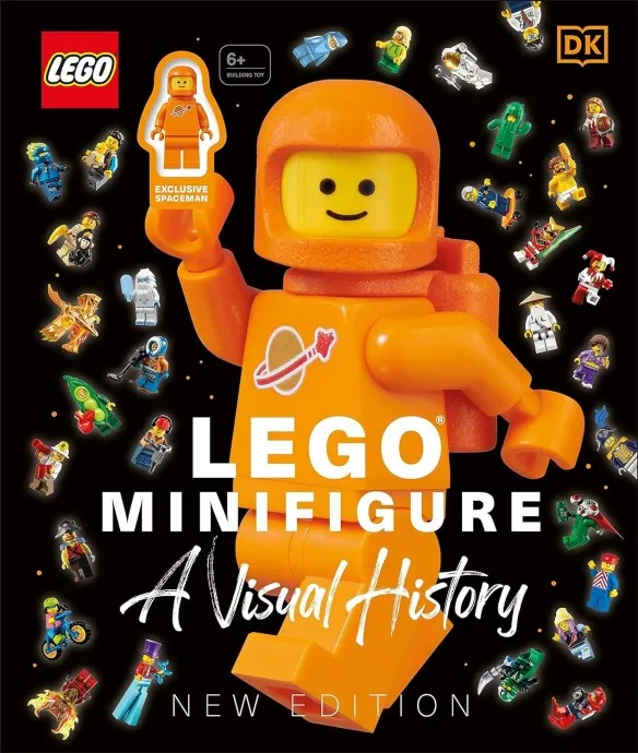 Kniha LEGO Minifigure: A Visual History s přibaleným oranžovým astronautem